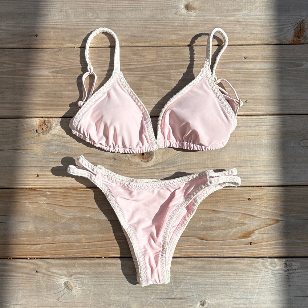 Cheeky Hollister Pink Bikini with Cream Accents